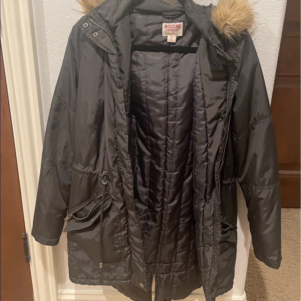 Mossimo Long Puffer with Removable Fur Hood
